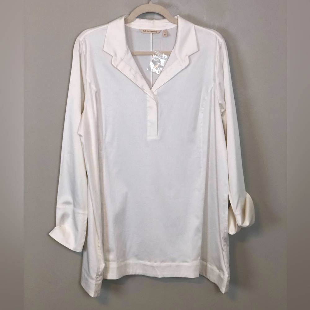 SOFT SURROUNDINGS Classic White Tunic Blouse sz L